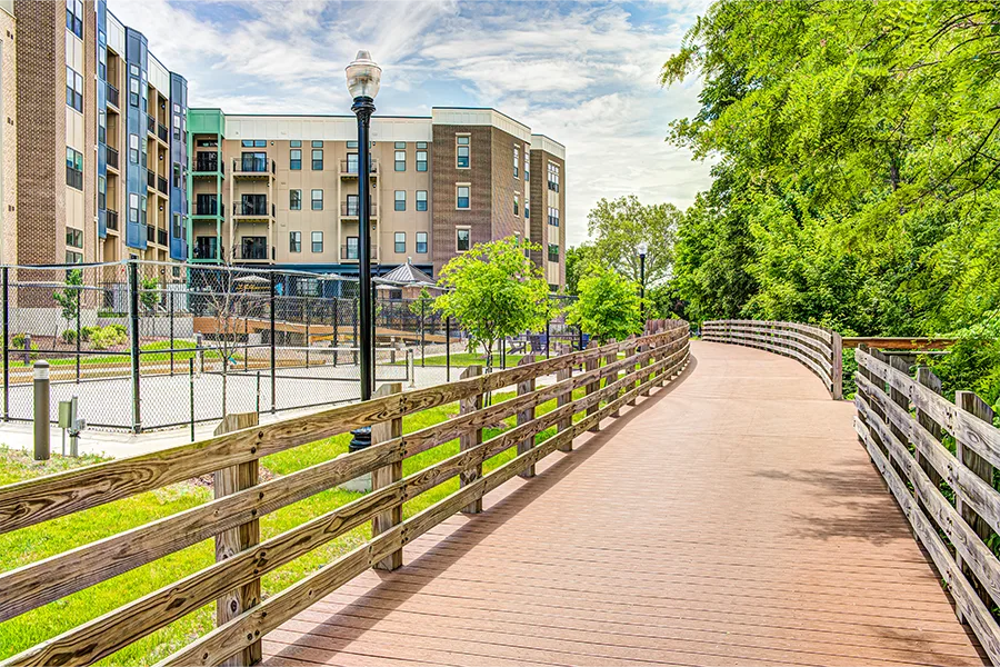 You'll love living in an apartment community with outdoor recreation like those at East Bank Apartments. A boarded walkway and pickleball court by East Bank Apartments