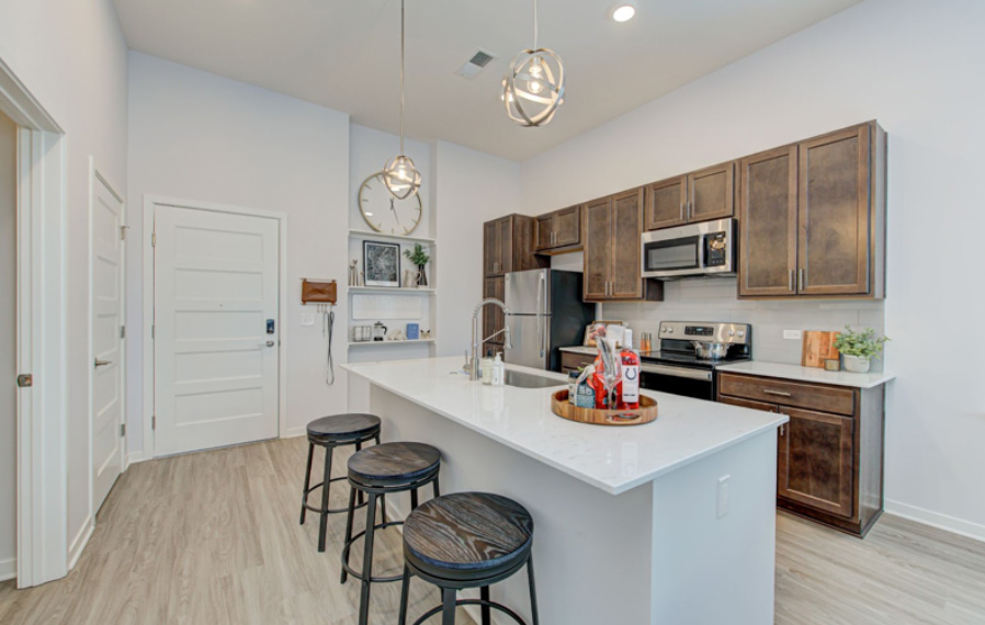 Model kitchen at Pullman Pointe Apartments. Model kitchen at Sparks Apartments
