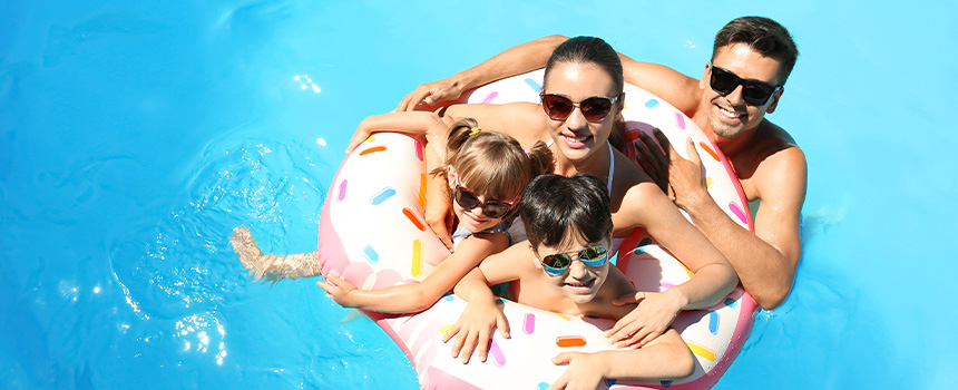family in a pool